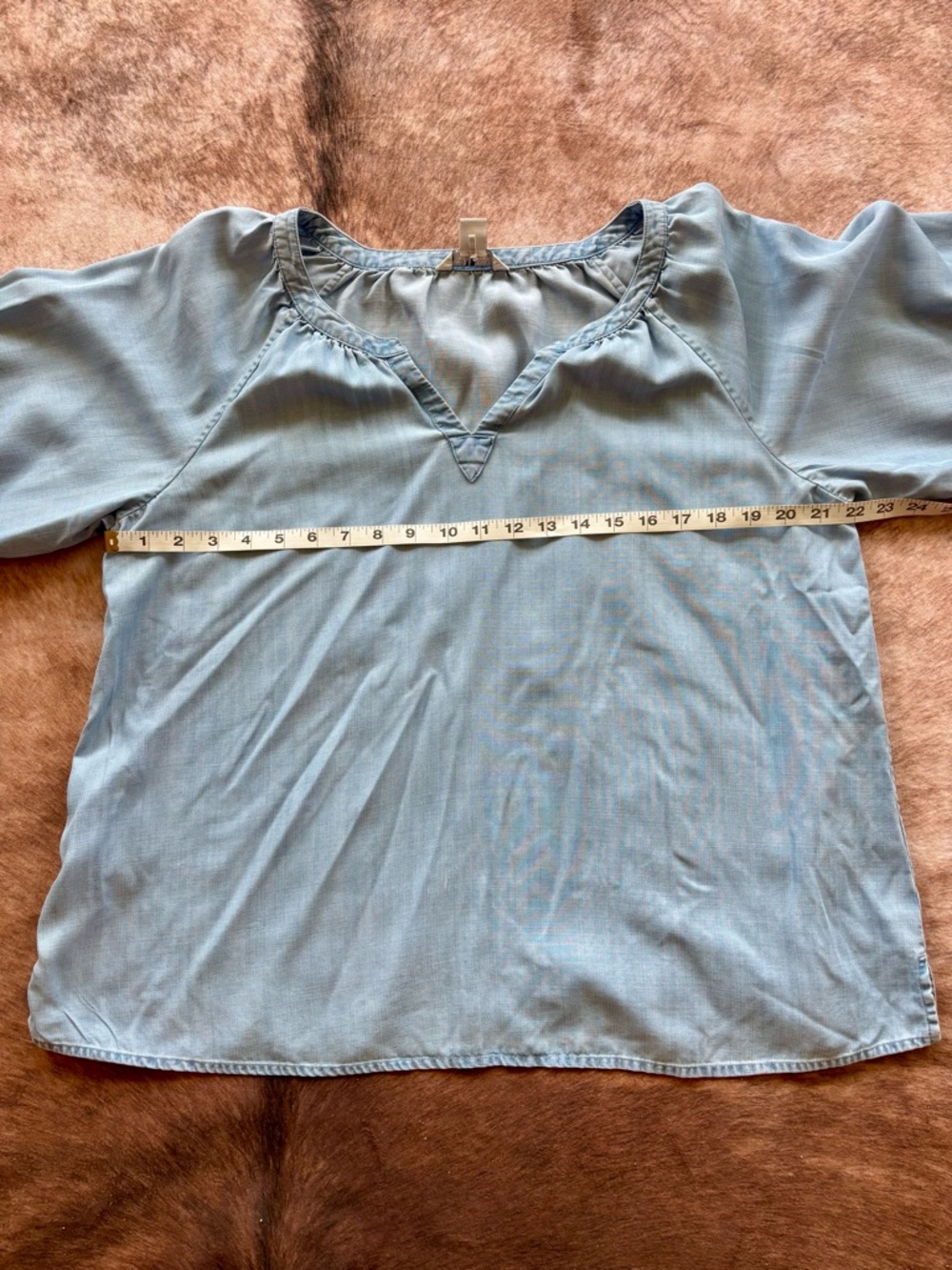 TOMMY BAHAMA CHAMBRAY MONTAUK 3/4-SLEEVE TOP LT STORM WASH LARGE‎ - Picture 8 of 9